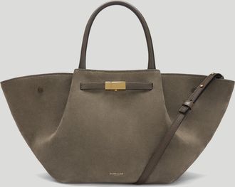 DeMellier The Midi New York in Deep Olive Suede & Deep Olive Smooth Leather Shoulder bag