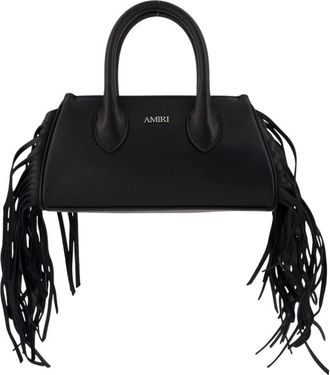 Amiri Tassen, Dames, Zwart, ONE Size, Leer, Fringe Micro Honey Schoudertas