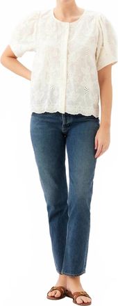 Fifteen Twenty Womens Jalen Embroidered Puff Blouse In Cream