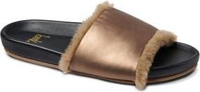 beek Gallito Genuine Shearling Slide Sandal in Mocha Metal /Bronze Shearling at Nordstrom Rack, Size 9