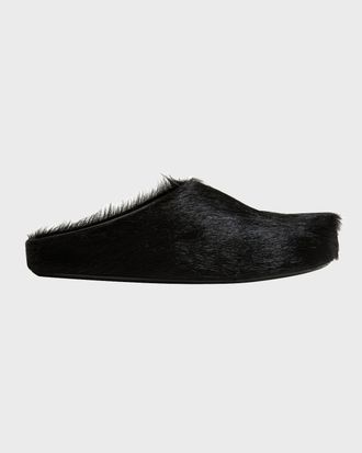 Marni Men & apos;s Fussbett Calf Hair Sabot Mules