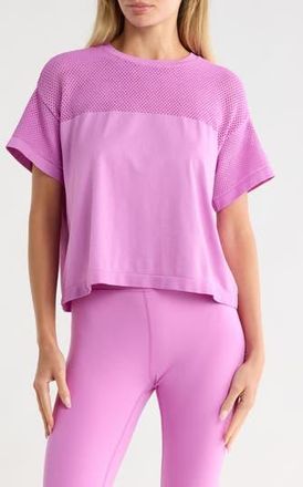 90 Degree by Reflex Seamless Net Worth Boxy T-Shirt in Pink Bloom at Nordstrom Rack, Size X-Large