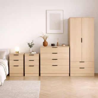 Home Discount Vida Designs Trega 4Pc Bedroom Set(3Dr Bedsidex2, 4Dr Chest, Wardrobe) in Brown
