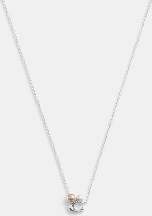 Coach Womens Pearl And Padlock Pendant Necklace - Silver Metal - One Size