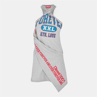 Diesel Womens D Zelie Halter Neck Mini T-Shirt Dress in Grey Melange - Size 10 UK