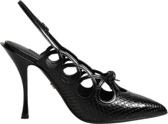 Dolce & Gabbana Slingbacks Hoge Hakken - Dames - Pumps - Zwart - 36 1/2 EU - Leer - Schoenen