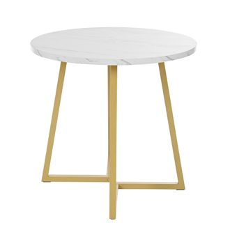 STILVORA Conjunto De Mesa Y Sillas Con 1 Mesa Redonda Y 4 Sillas, Para Cocina Y Comedor, Mdf, Metal Y Terciopelo, Blanco Y Gris Oscuro