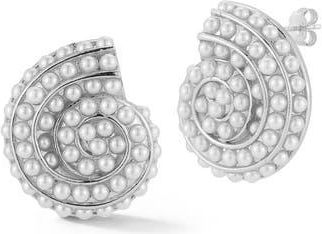 Glaze Jewelry Faux Pearl Shell Stud Earrings in Silver at Nordstrom Rack