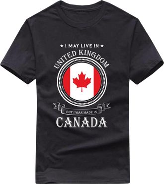 Generic Made in Canada T-Shirt, Living in United Kingdom Nation Love Kids Adult Tee Top (Black, XL)