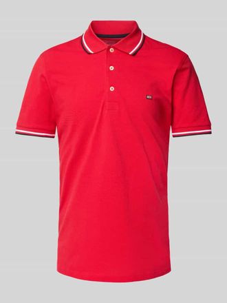 Christian Berg Poloshirt mit Label-Stitching in Rot, Gr&ouml;&szlig;e S