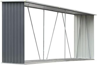 vidaXL Casetilla Para Le&ntilde;a Acero Galvanizado Gris 330x84x152 Cm Vidaxl