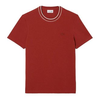Lacoste Heren Stripe Stretch Kraag T-shirt (Rood)