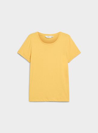 Contemporaine Womens Cuffed-sleeve organic cotton T-shirt