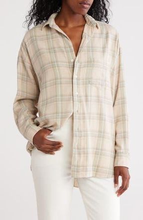 Frank & Eileen Shirley Plaid Oversize Button-Up Shirt in Sand Green Plaid at Nordstrom Rack, Size Xx-Small