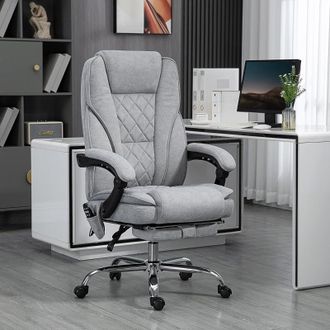 STILVORA Sedia Da Ufficio Ergonomica Massaggiante E Riscaldante, Altezza E Schienale Regolabili, Con Poggiapiedi, Grigio