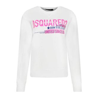Dsquared2 Witte Katoenen Sweatshirt Ss 22 - Dames - Sweatshirts - Wit - S - Katoen - Hoodies & sweatvesten