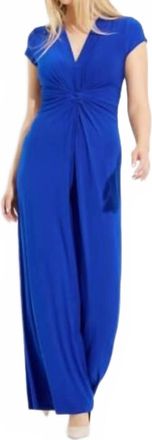 Joseph Ribkoff Short Sleeve V Neck Jumpsuit In Royal Sapphire