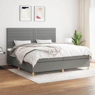 vidaXL Vidaxl - Cama Box Spring Con Colch&oacute;n Tela Gris Oscuro 200x200 Cm