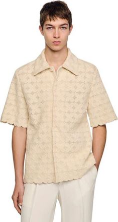 Sandro Cotton broderie anglaise shirt in Ecru at Nordstrom, Size Xx-Large