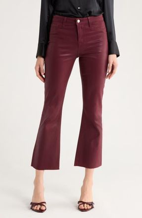 L'agence Kendra Coated High Waist Crop Flare Jeans in Dark Port Coated at Nordstrom, Size 30