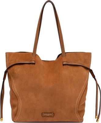 Gianni Chiarini Violette Rich Brown Suede Stitched Tote