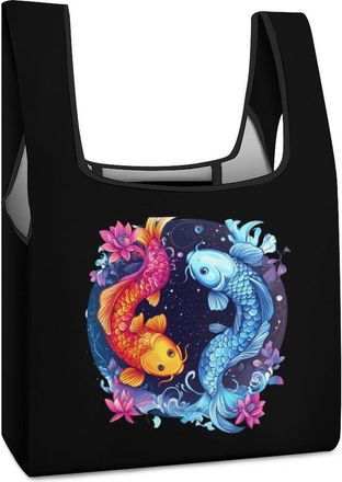 Generic Pisces Zodiac Constellation Shopping Bag Reusable Grocery Tote Bag Foldable Handbag for Travel Picnic