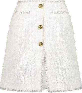 Giambattista Valli high-waisted tweed mini skirt - women - Cotton/Viscose - 44 - White