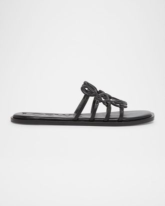 Loewe Petal Leather Anagram Slide Sandals