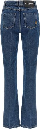 Balmain Embroidered High-Waist Jeans - Blue