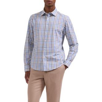 Bugatchi James OoohCotton Gingham Button-Up Shirt in Air Blue at Nordstrom, Size Xx-Large