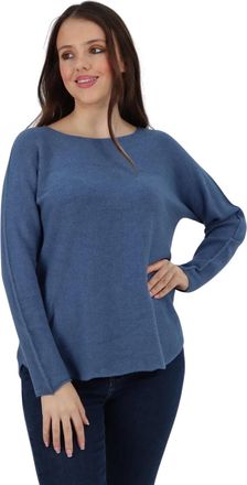 Generic Womens Knit Long Sleeve Jumper, Ladies Plain Italian Knitted Loose Fit Sweater Pullover Top - Denim