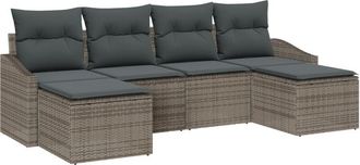 vidaXL Garden Sofa Set 6 pcs Grey Poly rattan Vidaxl