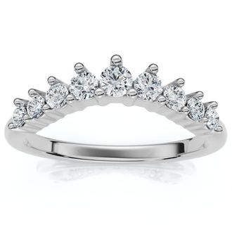 Pompeii3 3/8Ct Diamond Contour Wedding Guard Ring Womens Band 14k Gold Lab Grown