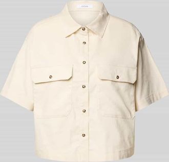 OPUS Relaxed Fit Bluse aus Baumwoll-Mix mit Leinen-Anteil Modell Fringo in Sand, Gr&ouml;&szlig;e 36