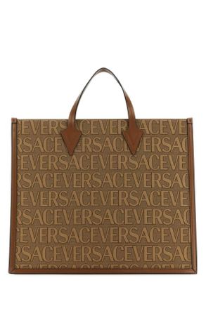 Versace Embroidered Canvas Versace Allover Shopping Bag