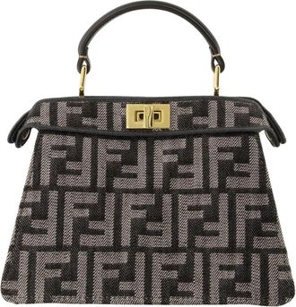 Fendi Nano Peekaboo - Dames - Handtassen - Grijs - ONE Size - Denim - Tassen