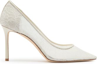 Jimmy Choo London Romy 85 Lace Pumps - White