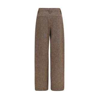 Brunello Cucinelli Virgin Wool with Monili Detail Trousers - Brown
