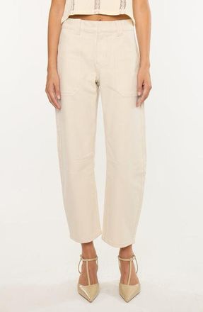 Kancan Serene Low Slung Barrel Jeans in Ecru at Nordstrom, Size 28