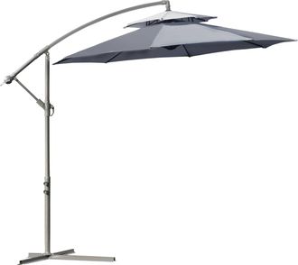 OUTSUNNY 2.7m Cantilever Banana Parasol Outdoor Sun Shade w/ Crank - Dark Grey | TJ Hughes