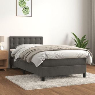 vidaXL Cama Box Spring Con Colch&oacute;n Terciopelo Gris Oscuro 90x200 Cm Vidaxl