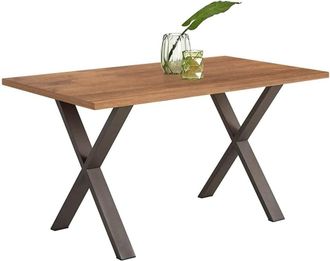HOGAR 24 Mesa sal&oacute;n comedor moderna madera maciza natural patas forma x