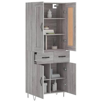 Berkfield Home Highboard Grey Sonoma 69.5x34x180 cm Engineered Wood
