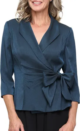 Alex Evenings Shimmer Side Tie Wrap Top in Teal at Nordstrom, Size X-Large