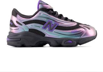 New Balance Kids 1000 Bungee Lace in Black/Blue Synthetic, size 13.5