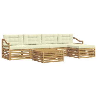 vidaXL Conjunto De Sof&aacute;s De Exterior 6 Pcs Blanco Y Crema Vidaxl