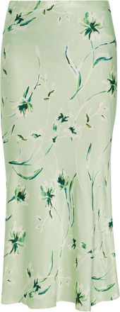 Rails Anya Floral-print Satin-crepe Midi Skirt - Light Green - S (UK8-10 / S)