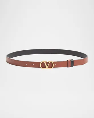 Valentino Garavani VLogo Signature Reversible Shiny Calfskin Belt 20MM