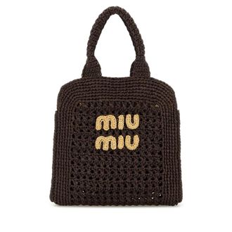 Miu Miu Brown Raffia Shopping Bag