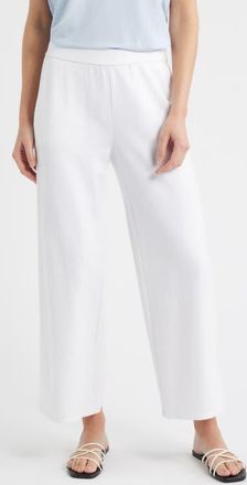 Eileen Fisher Wide Leg Organic Cotton Terry Pants in White at Nordstrom, Size X-Large